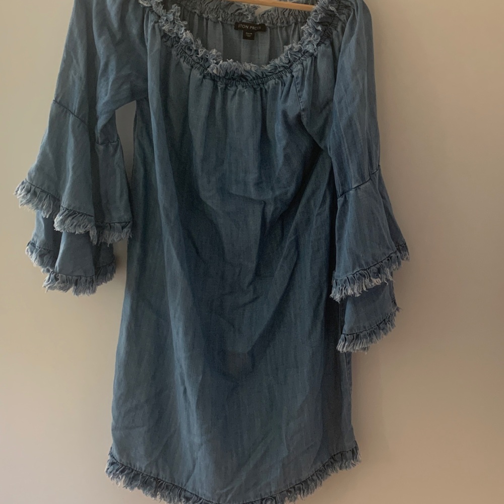 Boston Proper Light Blue Ruffle Dress size M